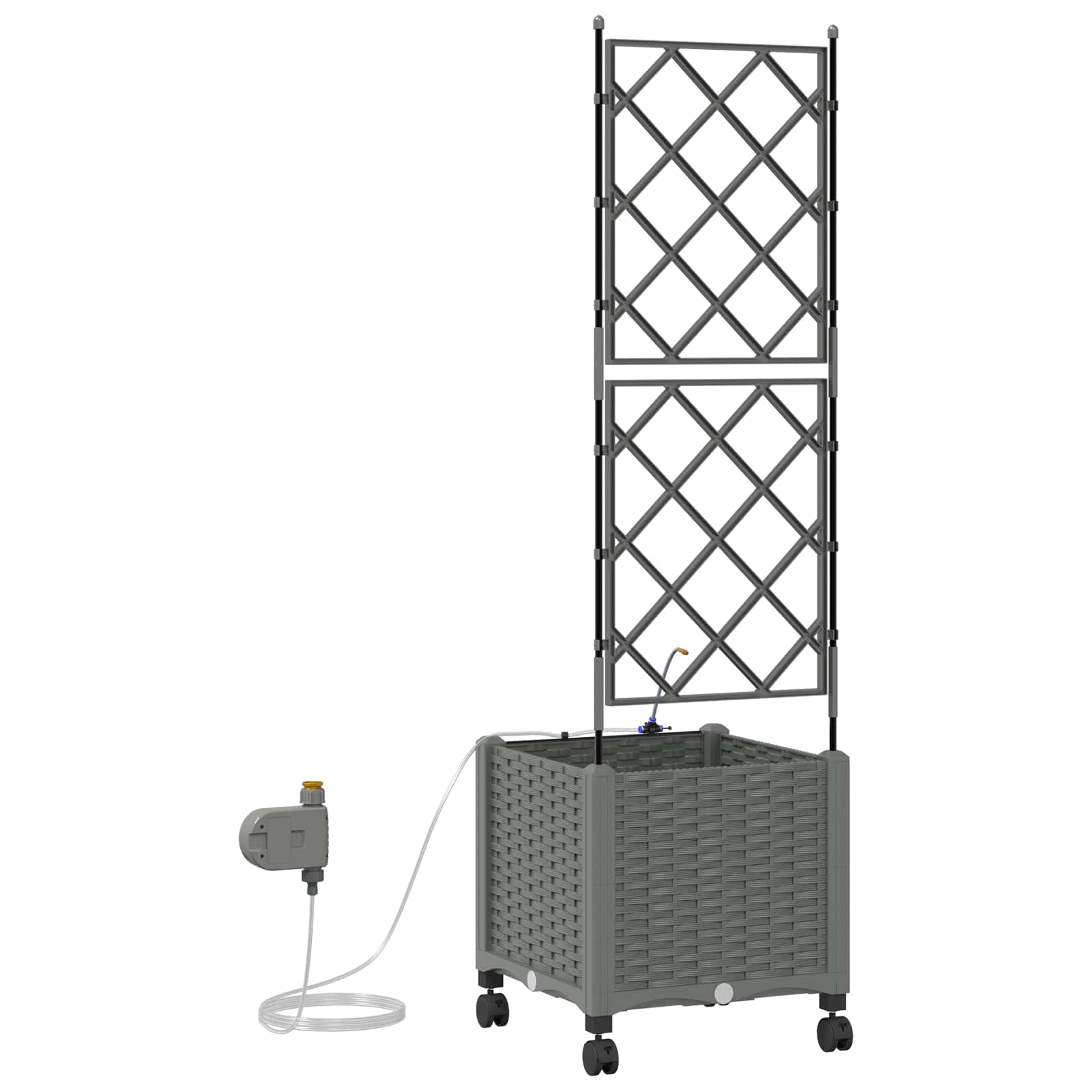 Tuin Pot met Irrigatie en Wielen Lichtgrijs 40 x 40 x 148 cm PP