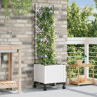 Plantenbak met irrigatie en wielen wit 40x40x148 cm