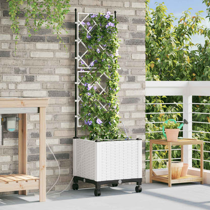 Tuin Pot met Irrigatie en Wielen Wit 40 x 40 x 148 cm PP