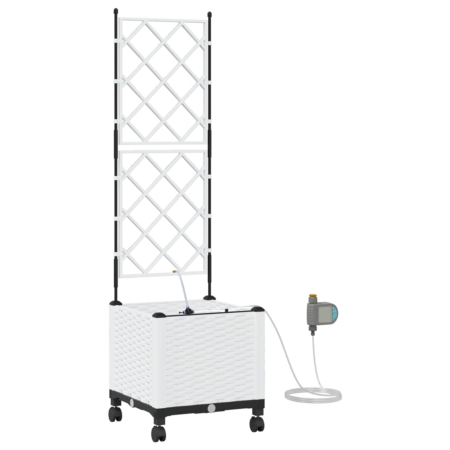 Tuin Pot met Irrigatie en Wielen Wit 40 x 40 x 148 cm PP