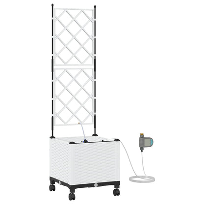 Tuin Pot met Irrigatie en Wielen Wit 40 x 40 x 148 cm PP