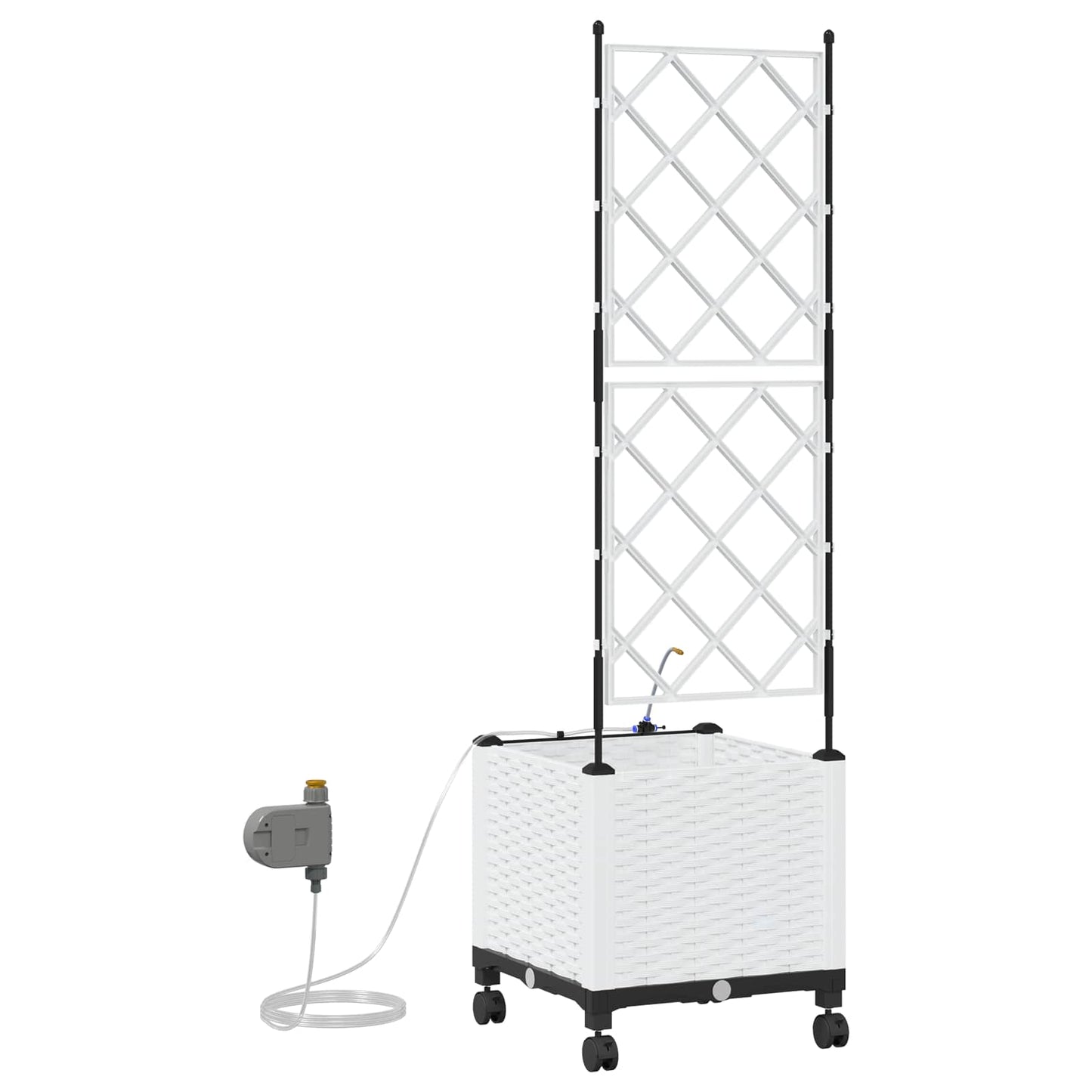 Tuin Pot met Irrigatie en Wielen Wit 40 x 40 x 148 cm PP