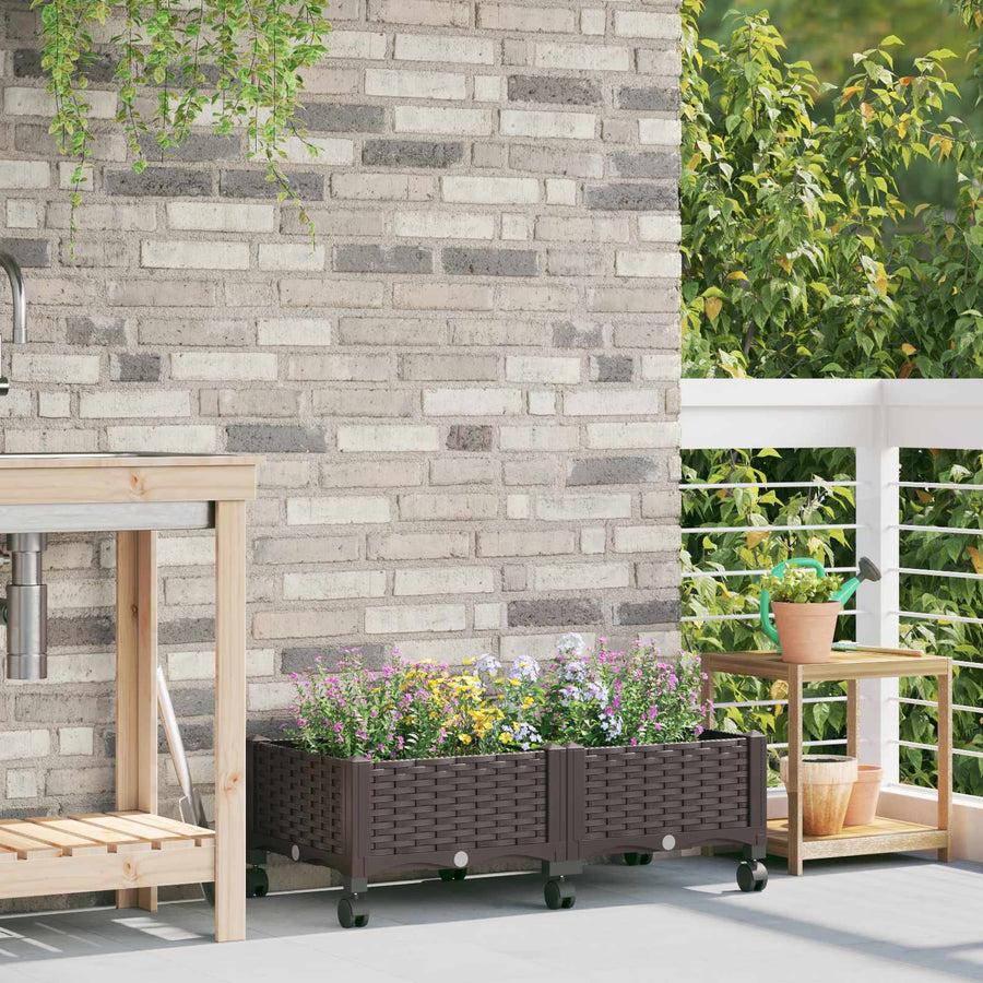 Tuinschaal met wielen Bruin 80 x 40 x 29 cm PP