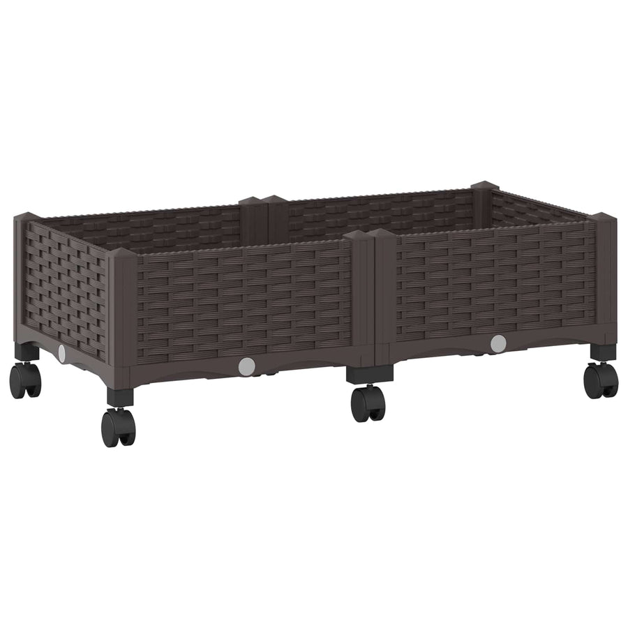 Tuinschaal met wielen Bruin 80 x 40 x 29 cm PP