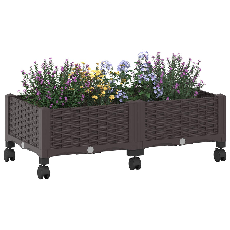 Tuinschaal met wielen Bruin 80 x 40 x 29 cm PP
