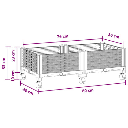 Tuinschaal met wielen Bruin 80 x 40 x 29 cm PP