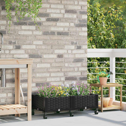 Tuinschaal met wielen Zwart 80 x 40 x 29 cm PP