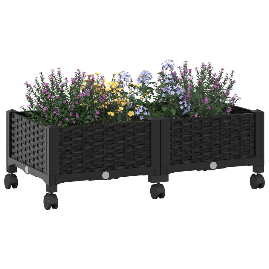 Tuinschaal met wielen Zwart 80 x 40 x 29 cm PP