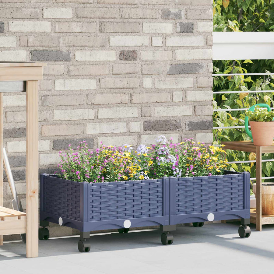 Tuinschaal met wielen Blauw Grijs 80 x 40 x 33 cm PP