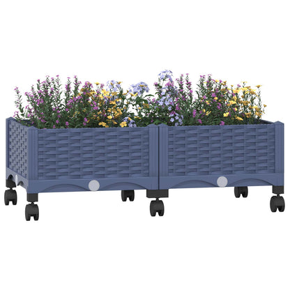 Tuinschaal met wielen Blauw Grijs 80 x 40 x 33 cm PP