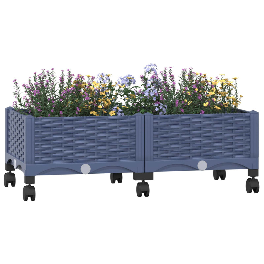 Tuinschaal met wielen Blauw Grijs 80 x 40 x 33 cm PP
