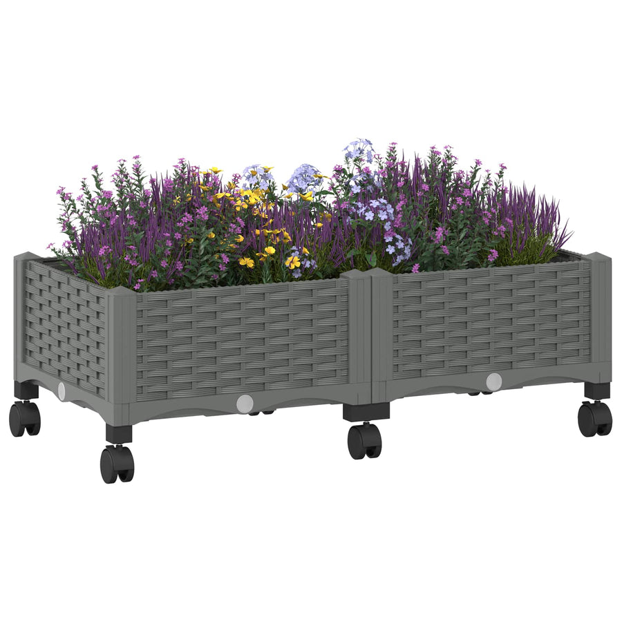 Tuinschaal met wielen Lichtgrijs 80 x 40 x 33 cm PP