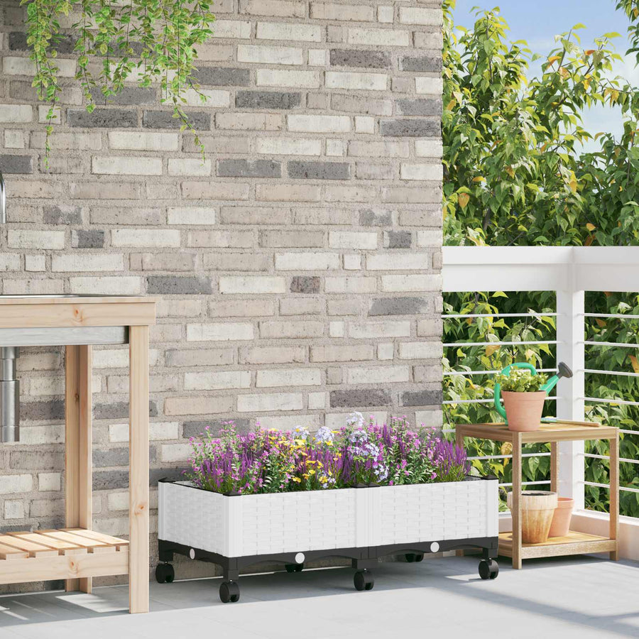 Tuinschaal met wielen Wit 80 x 40 x 33 cm PP