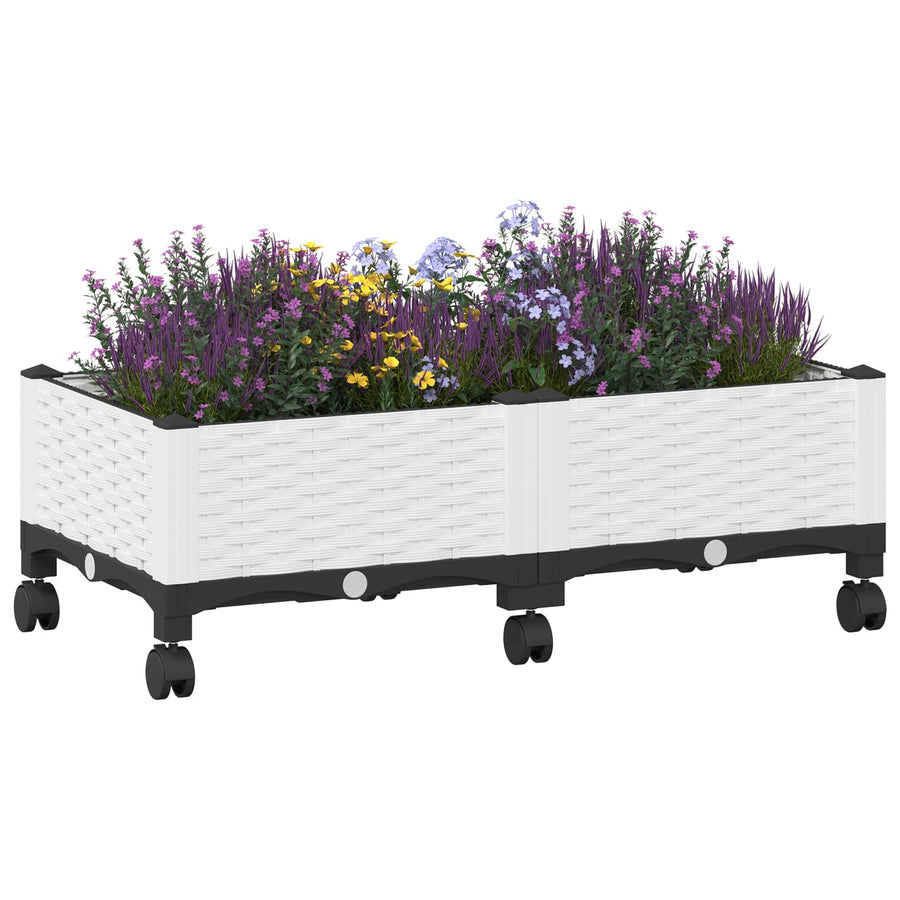 Tuinschaal met wielen Wit 80 x 40 x 33 cm PP