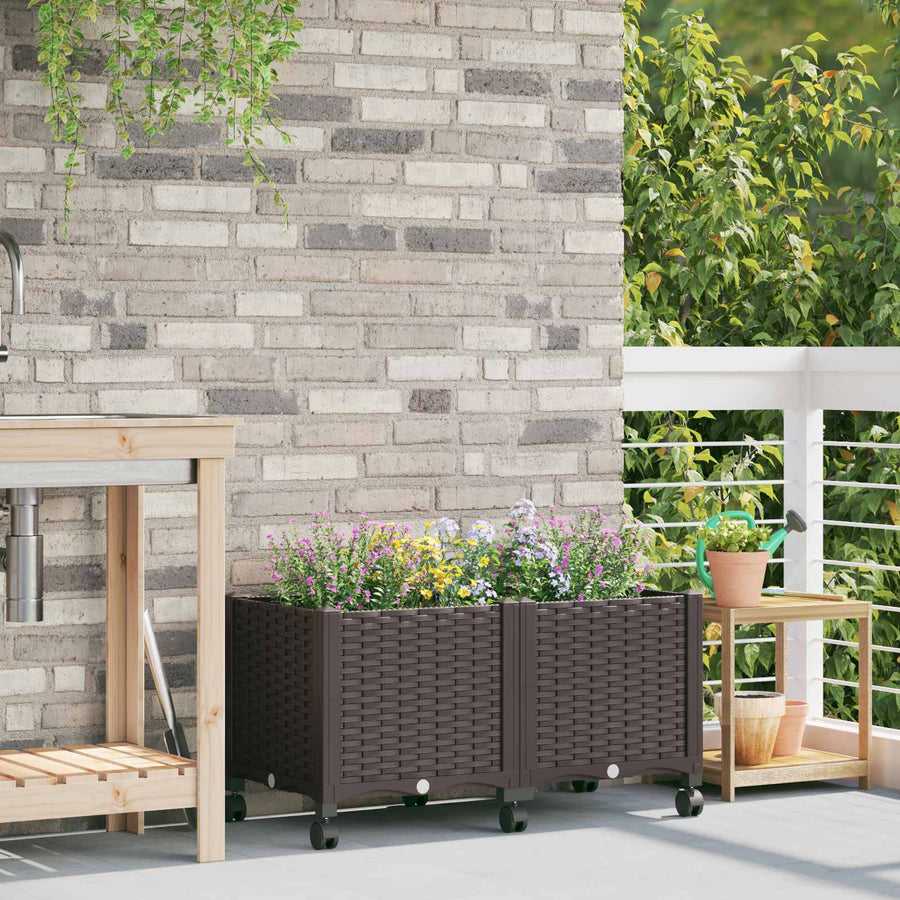 Tuinschaal met wielen Bruin 80 x 40 x 44 cm PP