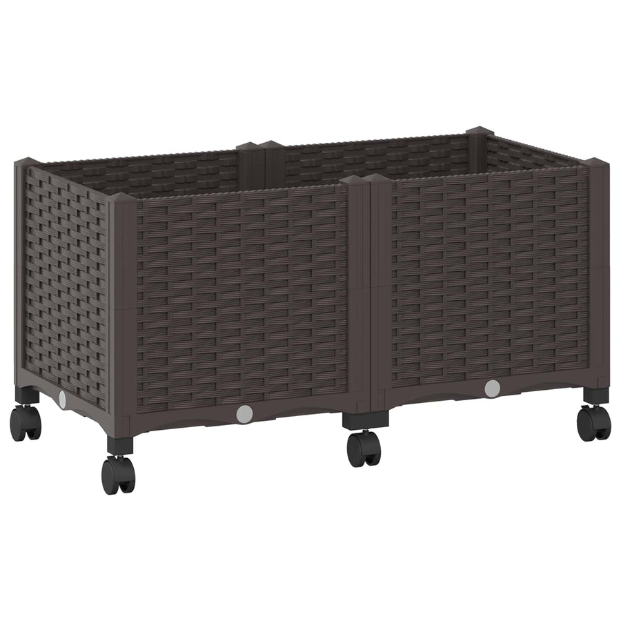 Tuinschaal met wielen Bruin 80 x 40 x 44 cm PP