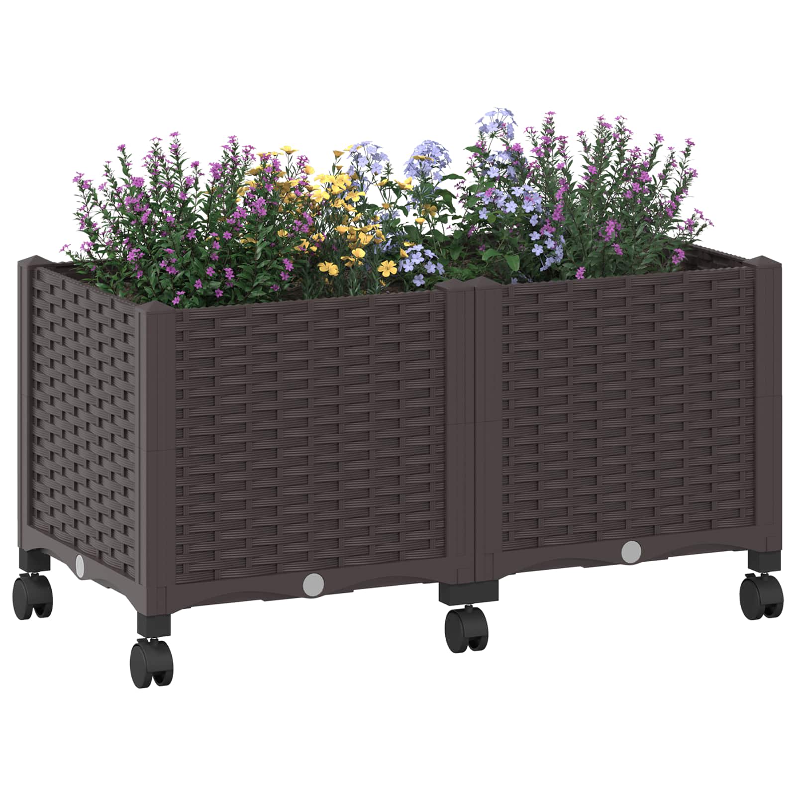 Tuinschaal met wielen Bruin 80 x 40 x 44 cm PP