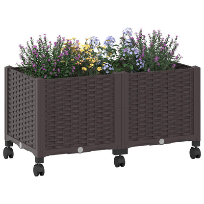 Tuinschaal met wielen Bruin 80 x 40 x 44 cm PP