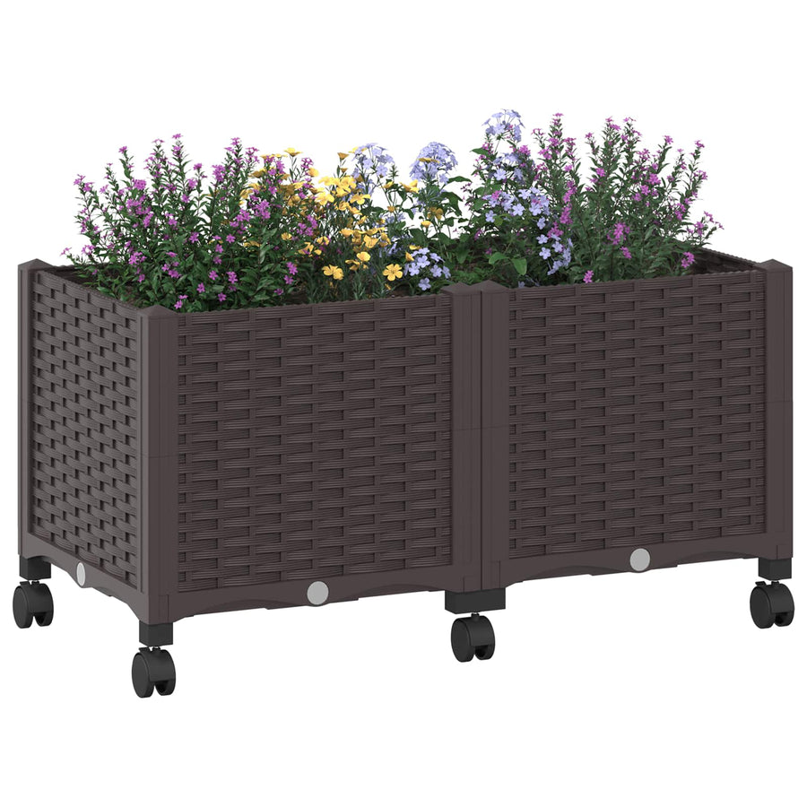 Tuinschaal met wielen Bruin 80 x 40 x 44 cm PP