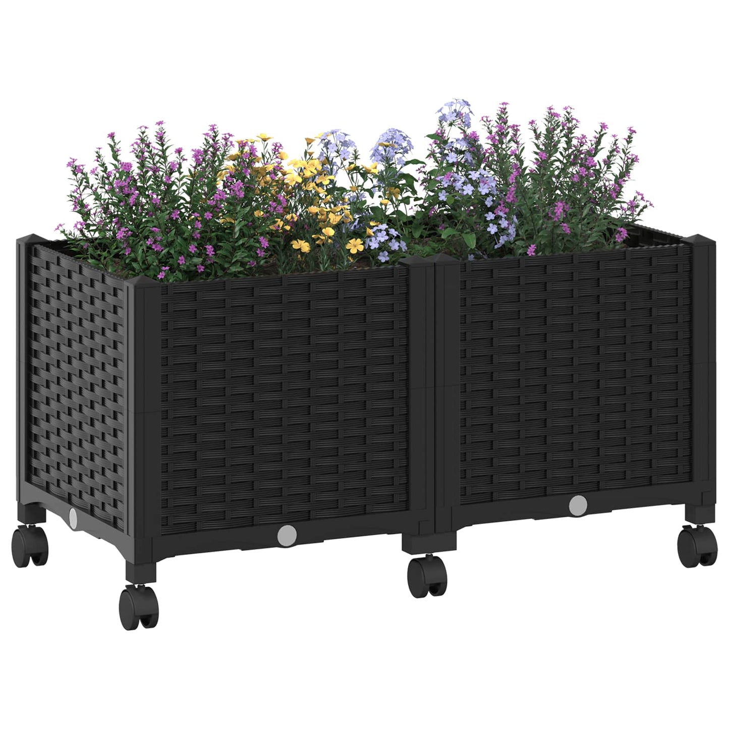 Tuinschaal met wielen Zwart 80 x 40 x 44 cm PP
