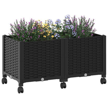 Tuinschaal met wielen Zwart 80 x 40 x 44 cm PP