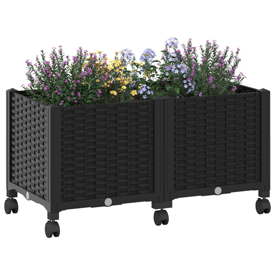 Tuinschaal met wielen Zwart 80 x 40 x 44 cm PP