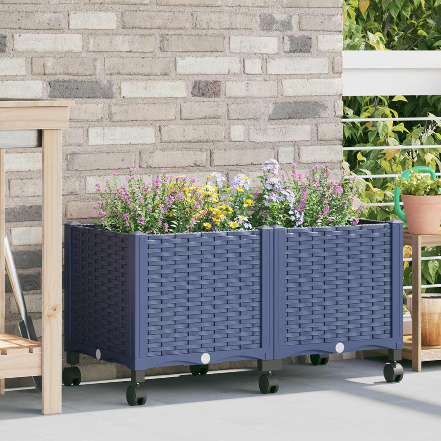 Tuinschaal met wielen Blauw Grijs 80 x 40 x 48 cm PP