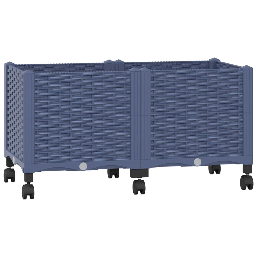 Tuinschaal met wielen Blauw Grijs 80 x 40 x 48 cm PP