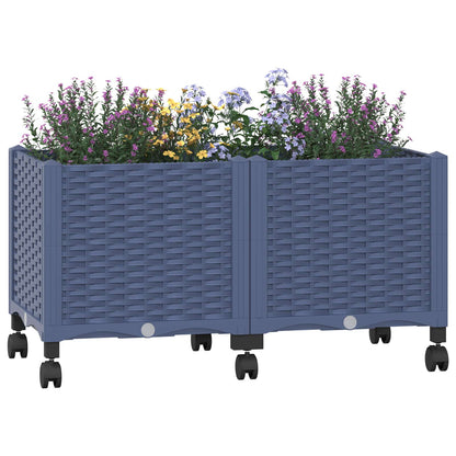Tuinschaal met wielen Blauw Grijs 80 x 40 x 48 cm PP