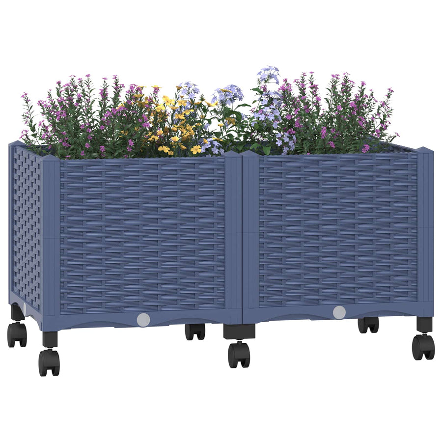Tuinschaal met wielen Blauw Grijs 80 x 40 x 48 cm PP