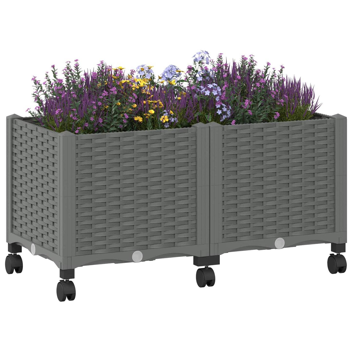 Tuinschaal met wielen Lichtgrijs 80 x 40 x 48 cm PP