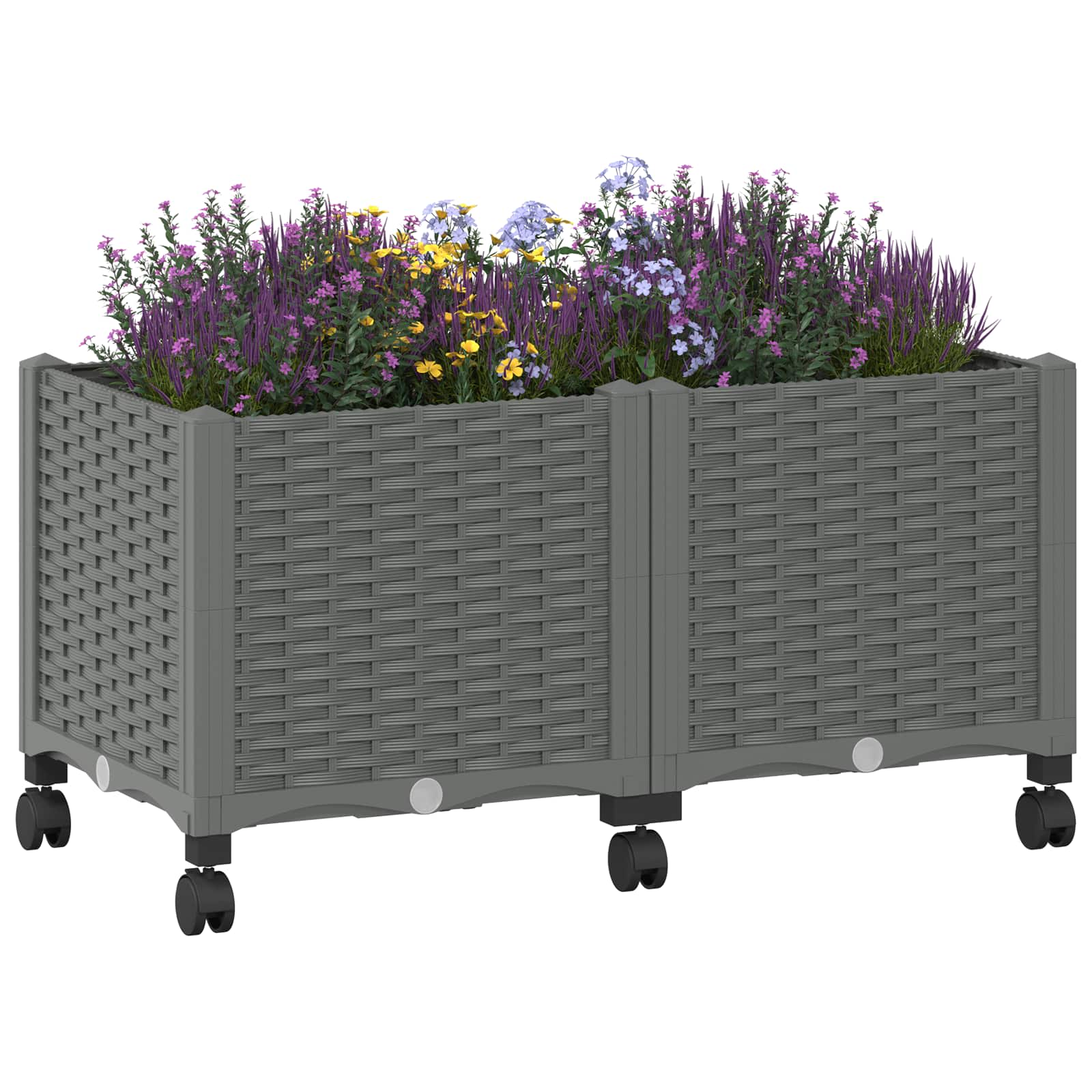 Tuinschaal met wielen Lichtgrijs 80 x 40 x 48 cm PP