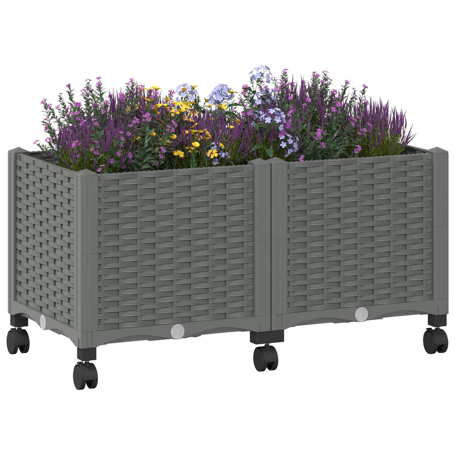 Tuinschaal met wielen Lichtgrijs 80 x 40 x 48 cm PP