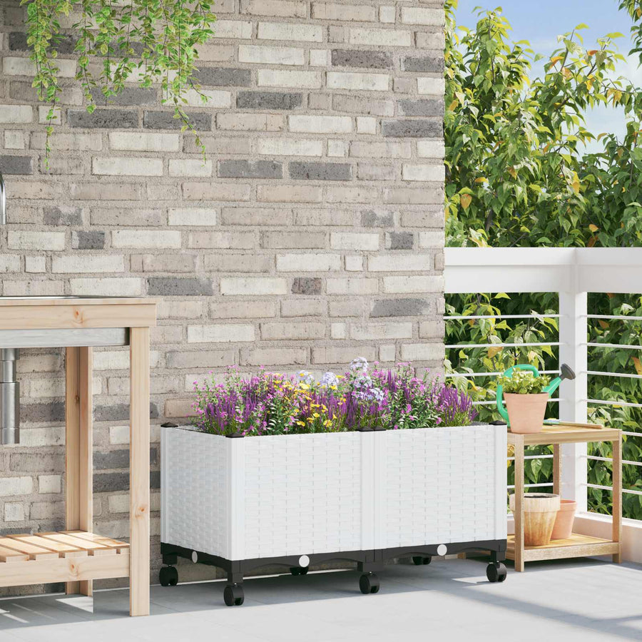 Tuinschaal met wielen Wit 80 x 40 x 48 cm PP