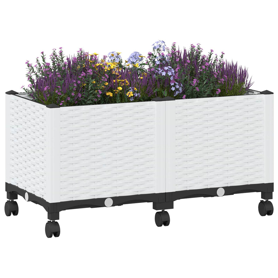 Tuinschaal met wielen Wit 80 x 40 x 48 cm PP