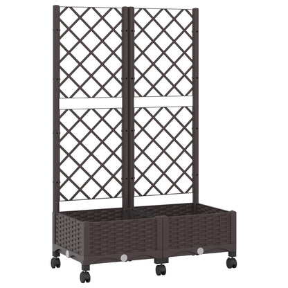 Tuinplantbak met schutting en wielen Bruin 80 x 40 x 131,5 cm