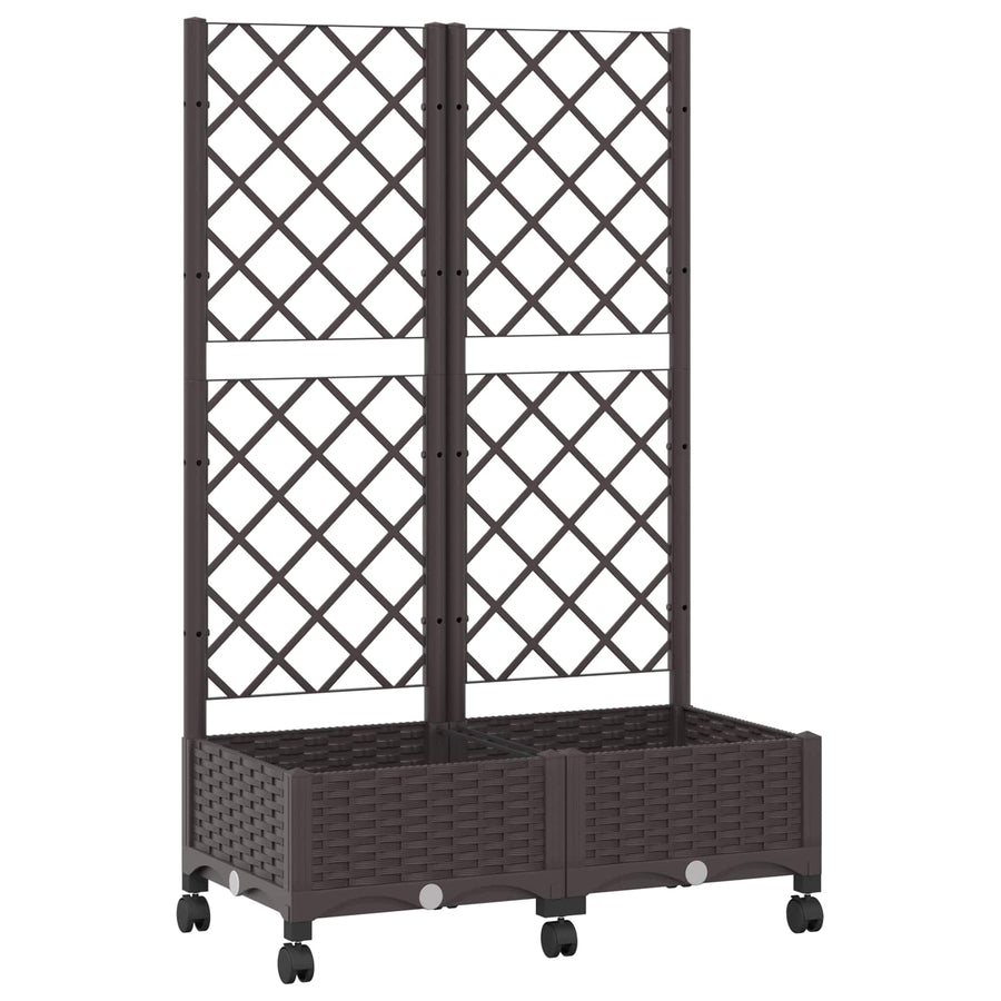 Tuinplantbak met schutting en wielen Bruin 80 x 40 x 131,5 cm
