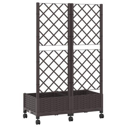 Tuinplantbak met schutting en wielen Bruin 80 x 40 x 131,5 cm