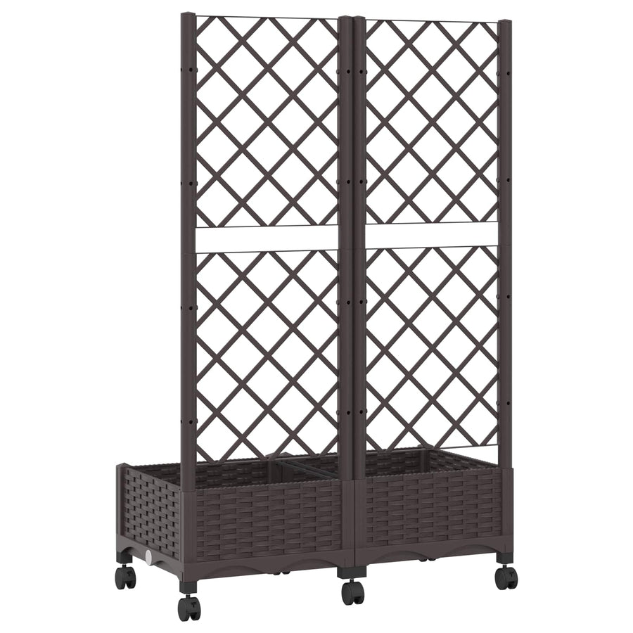 Tuinplantbak met schutting en wielen Bruin 80 x 40 x 131,5 cm