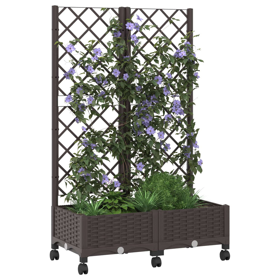 Tuinplantbak met schutting en wielen Bruin 80 x 40 x 131,5 cm