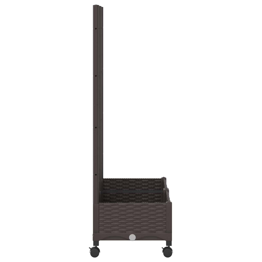Tuinplantbak met schutting en wielen Bruin 80 x 40 x 131,5 cm