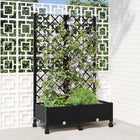 Plantenbak met schutting en wielen 80x40x131,5 cm zwart