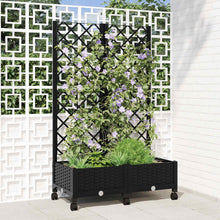 Tuinplantbak met schutting en wielen Zwart 80 x 40 x 131,5 cm