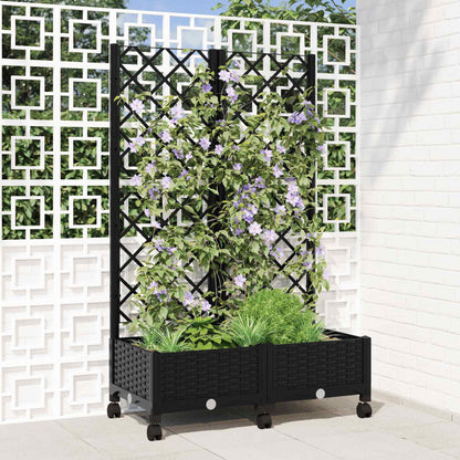 Tuinplantbak met schutting en wielen Zwart 80 x 40 x 131,5 cm