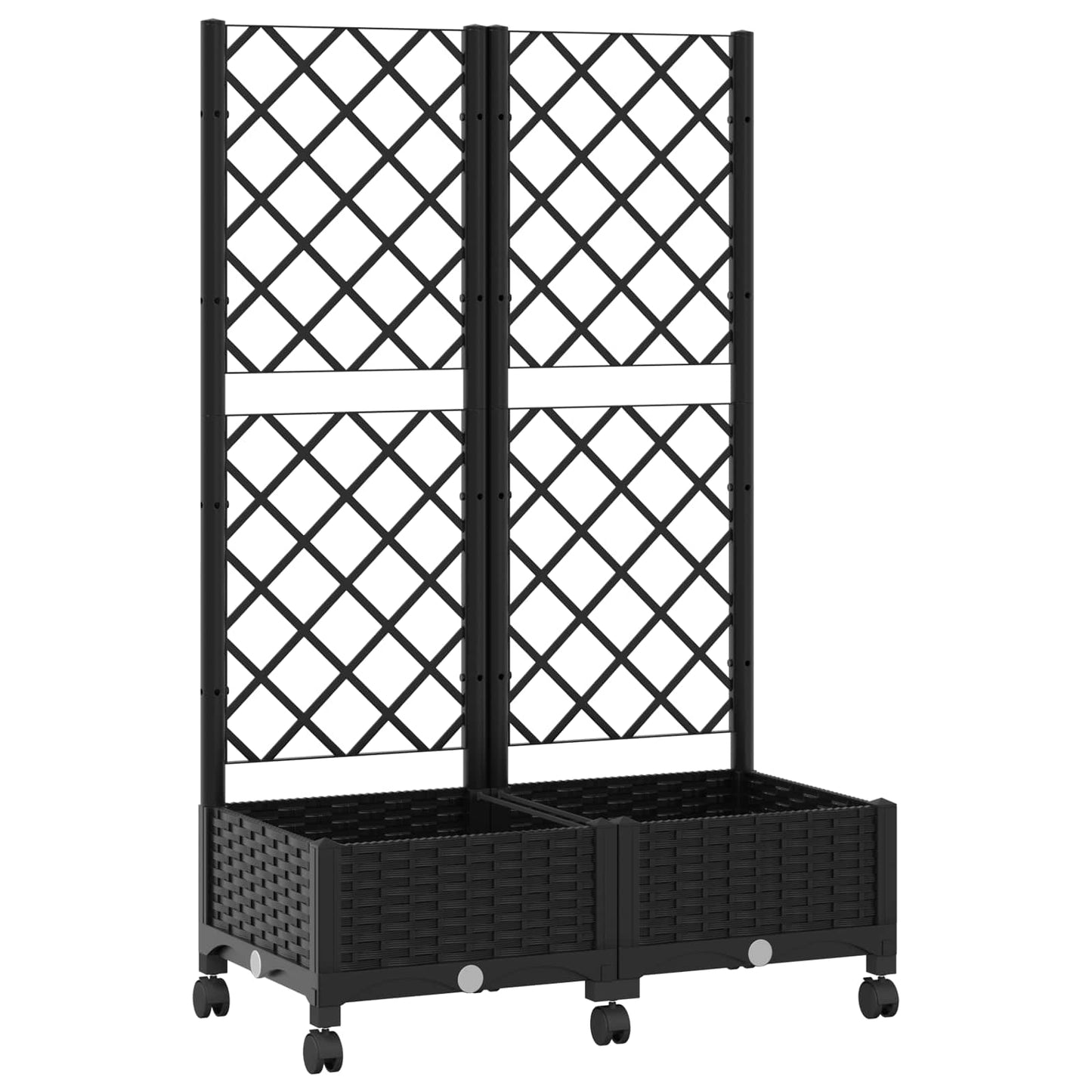 Tuinplantbak met schutting en wielen Zwart 80 x 40 x 131,5 cm
