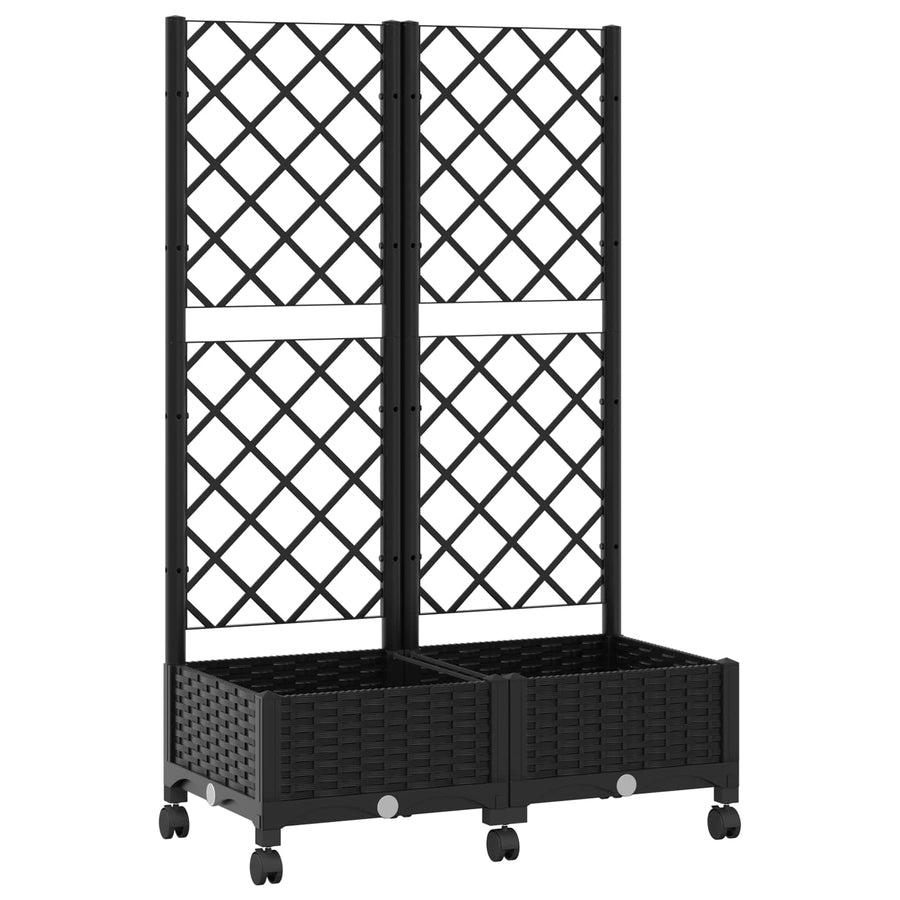 Tuinplantbak met schutting en wielen Zwart 80 x 40 x 131,5 cm