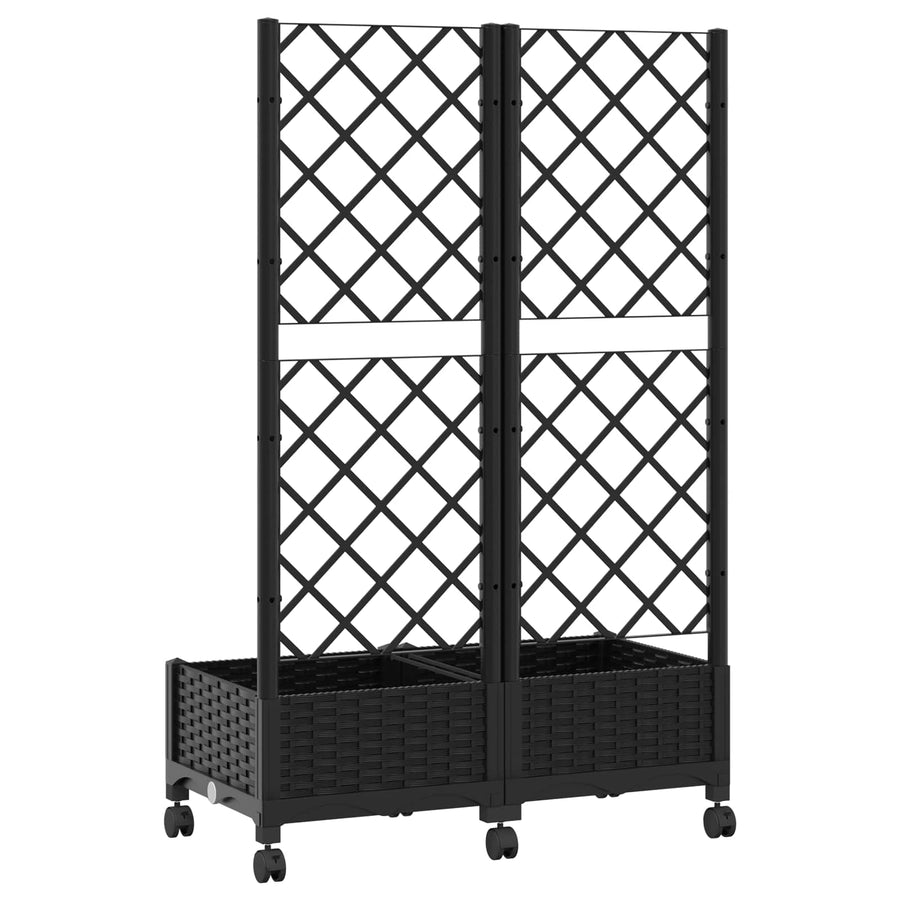Tuinplantbak met schutting en wielen Zwart 80 x 40 x 131,5 cm
