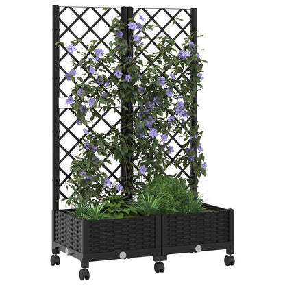 Tuinplantbak met schutting en wielen Zwart 80 x 40 x 131,5 cm
