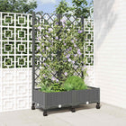 Plantenbak met schutting en wielen 80x40x131,5 cm lichtgrijs