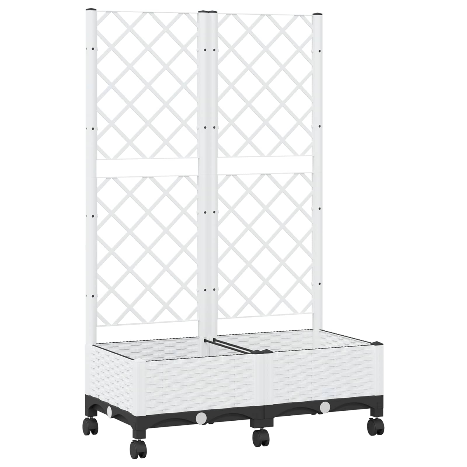 Tuinplantbak met schutting en wielen Wit 80 x 40 x 131,5 cm PP